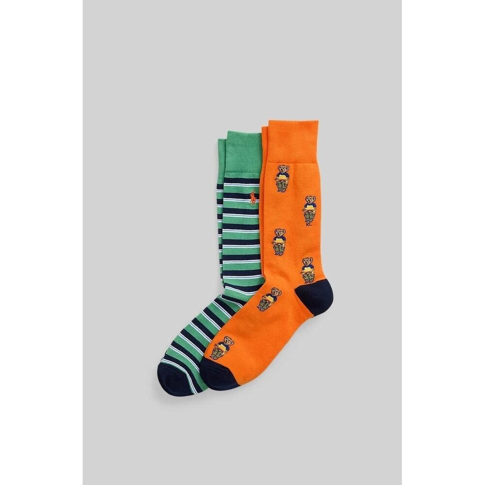 NWT  Polo Ralph Lauren Men's SOCKS 2-Pack Polo Bear Trouser Socks crew